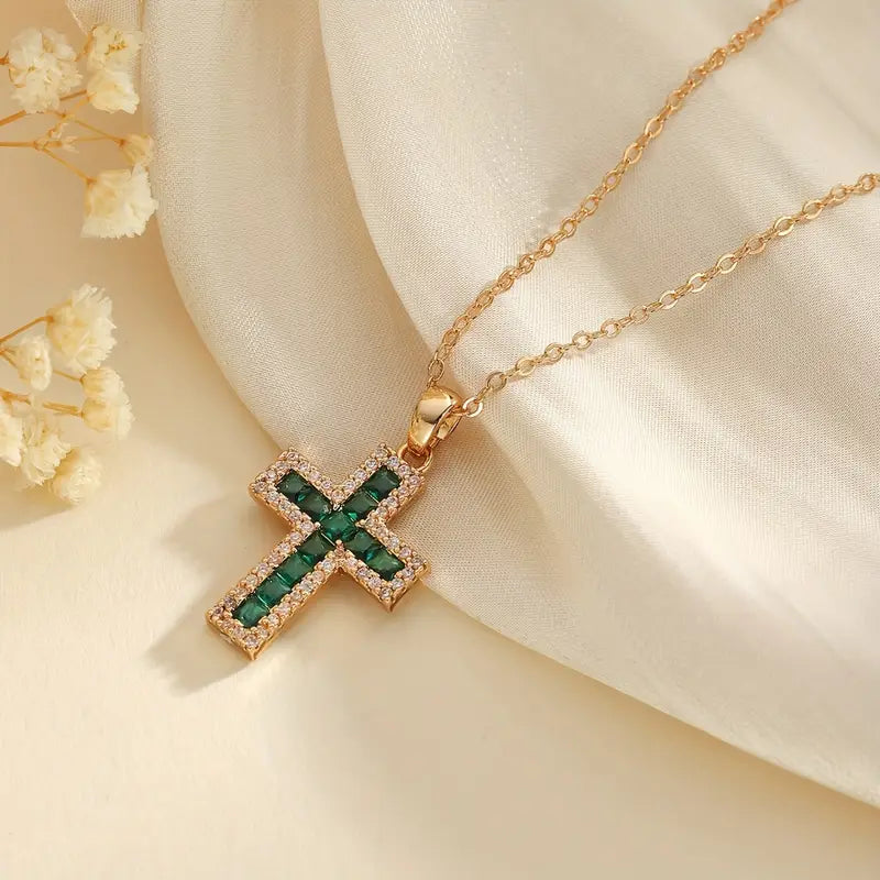 Halsband med Hängande Kors Esmeralda Solén - Guld
