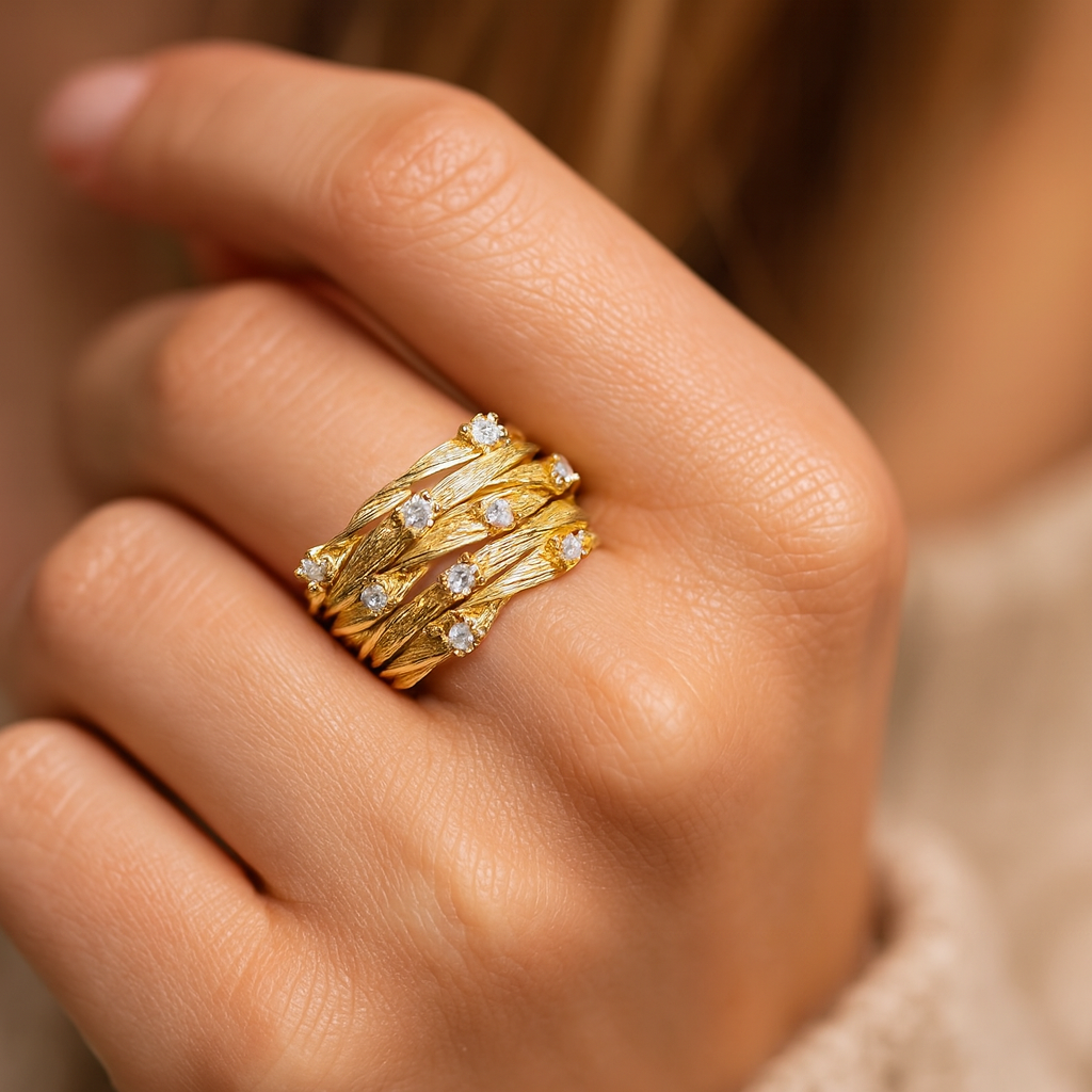 Johana - Vintage guld ring med zirkon