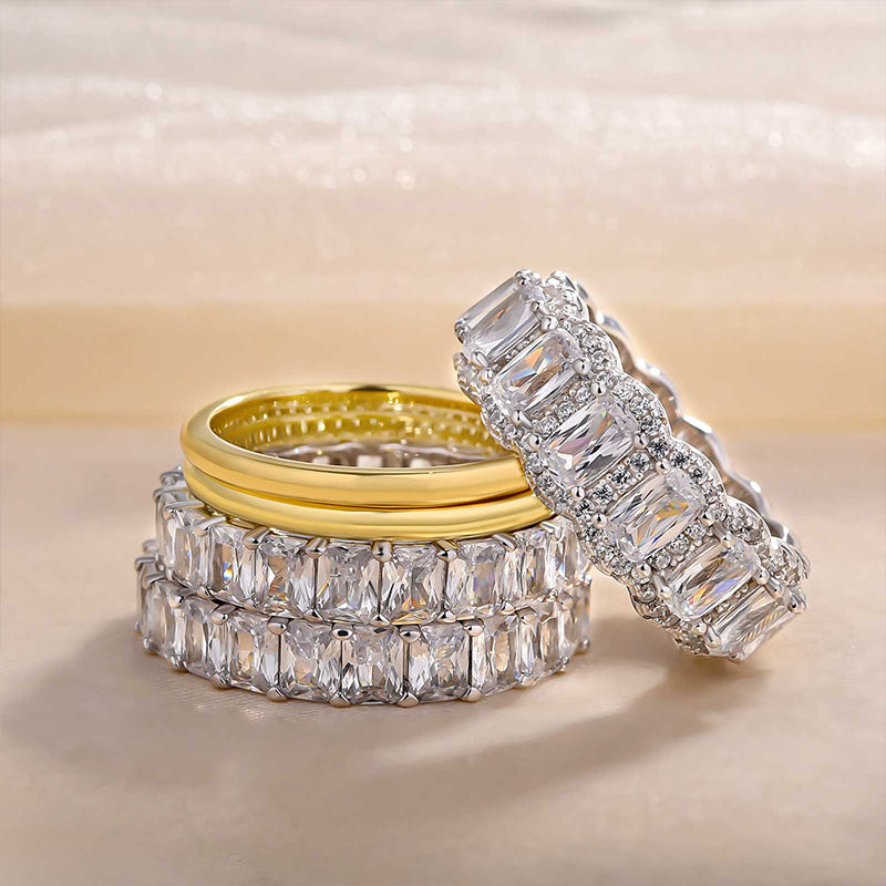 Leona – Diamantring med tre strålande rader.