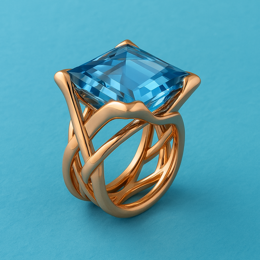 Alzbeta - Ring med Blå Zirkon i Roséguld Vintage