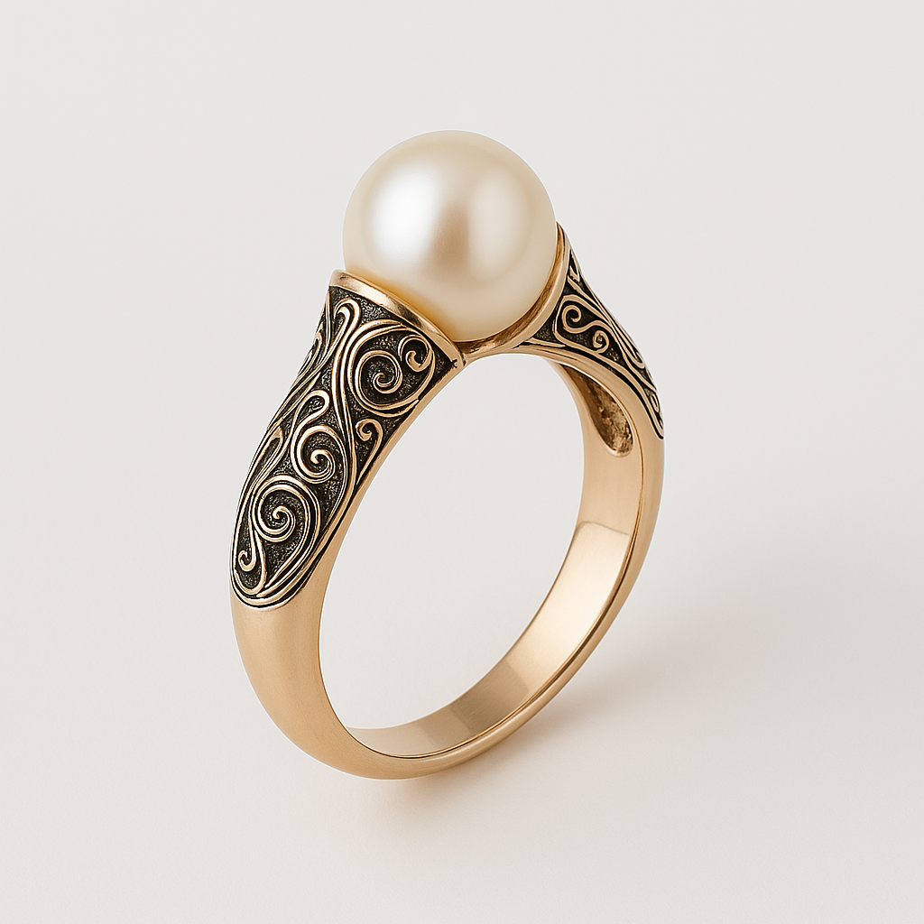 Theresia - Guld vintage ring med pärla