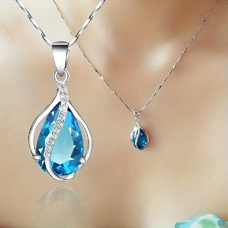 Elegant Blå Sten Halsband