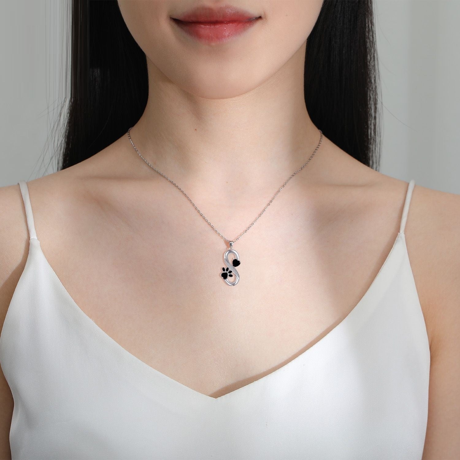 Oändlig Hjärta Tassavtryck Halsband