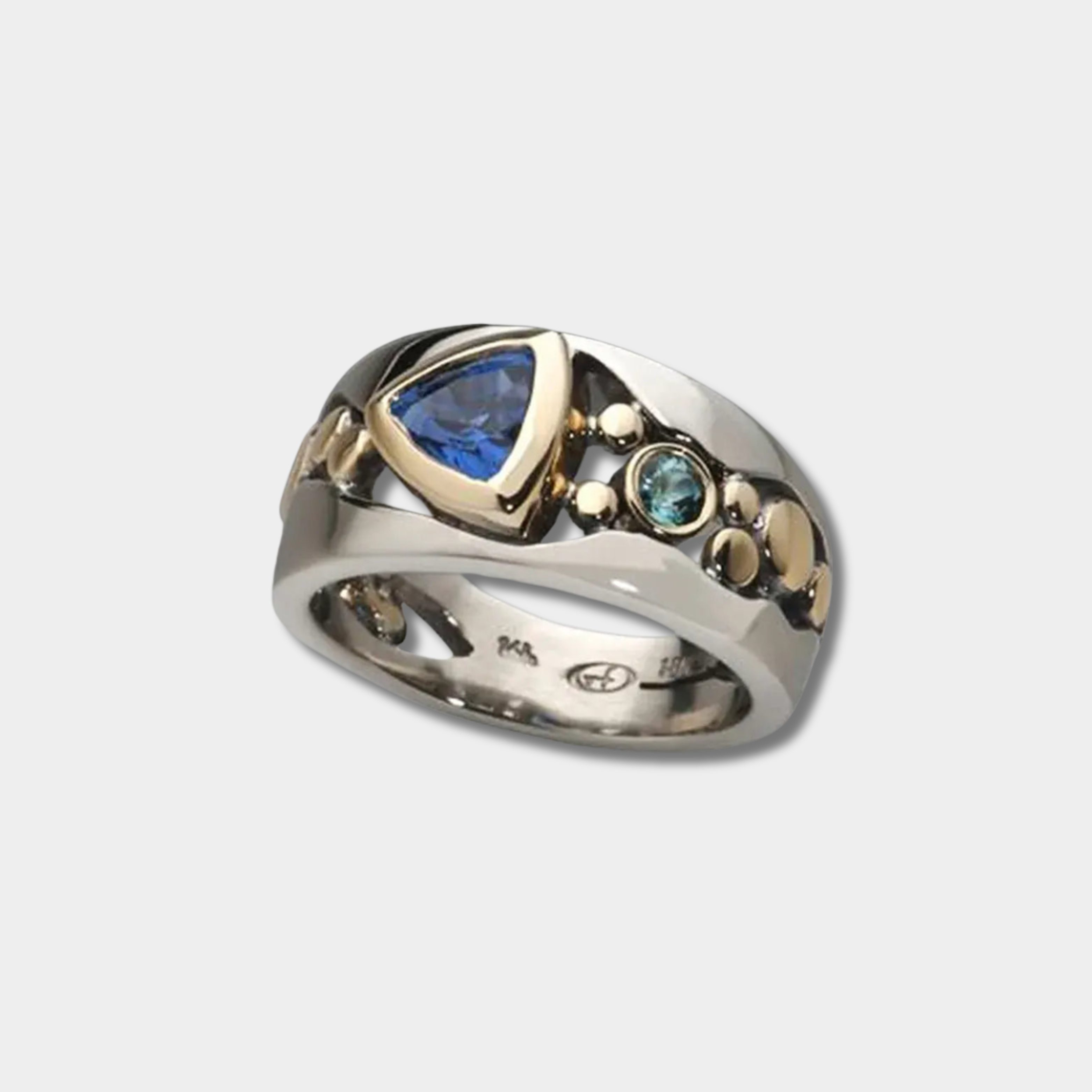 Leona - Vintage Ring med Blå Kristall