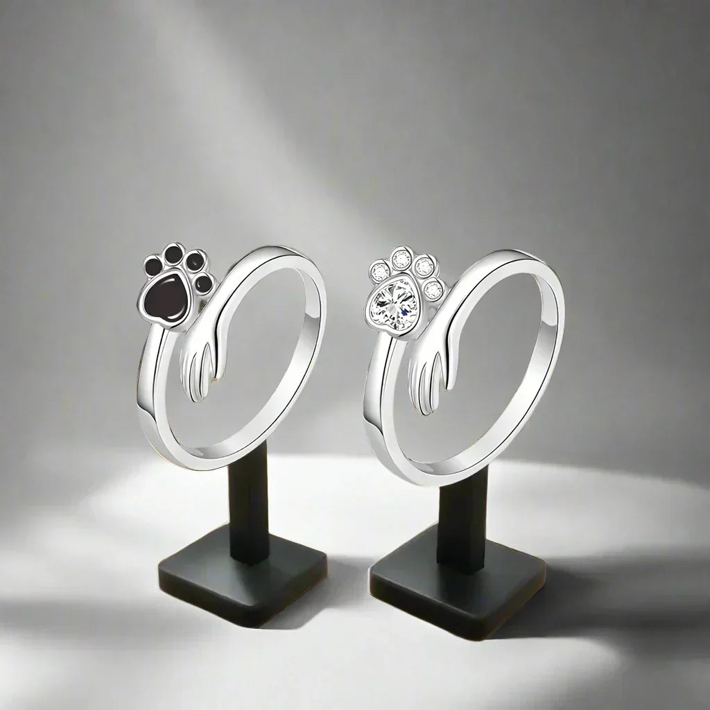 Justerbar Silverring – Design med Hand- och Tassavtryck
