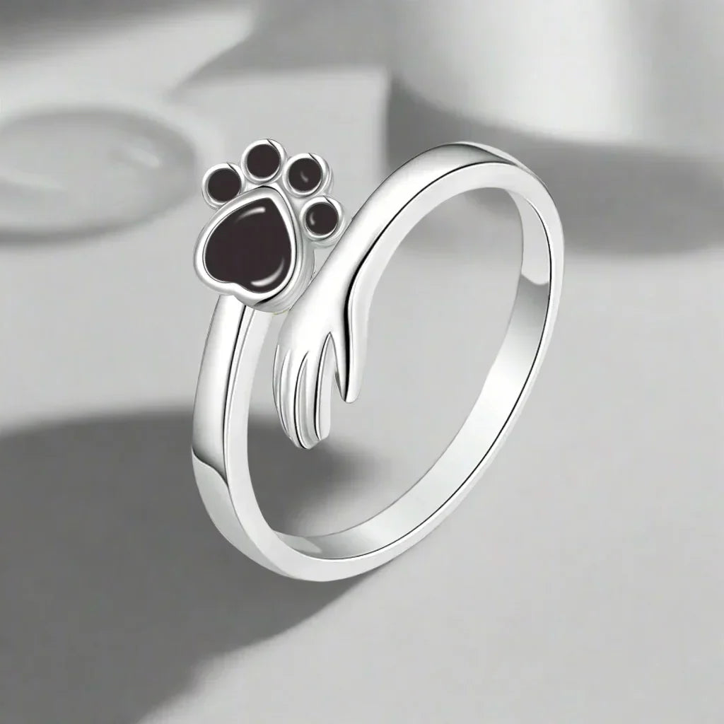 Justerbar Silverring – Design med Hand- och Tassavtryck