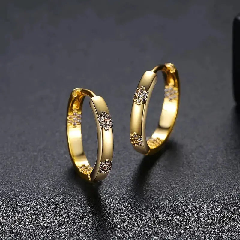 Retro Guldblomma Hoop Earrings