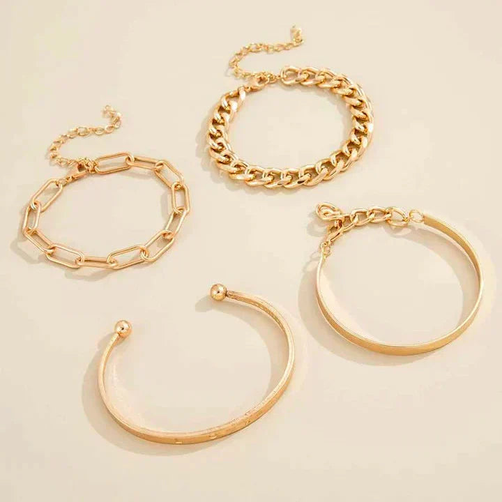 Elegant Armbandset i Vitt Guld