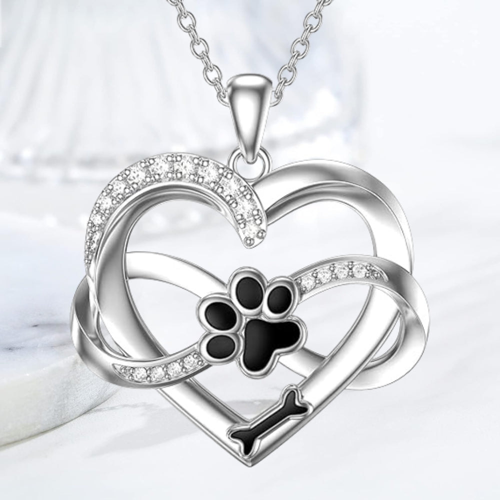 Infinity Hjärta & Tass Halsband i 925 Sterling Silver med Zirkonia Stenar