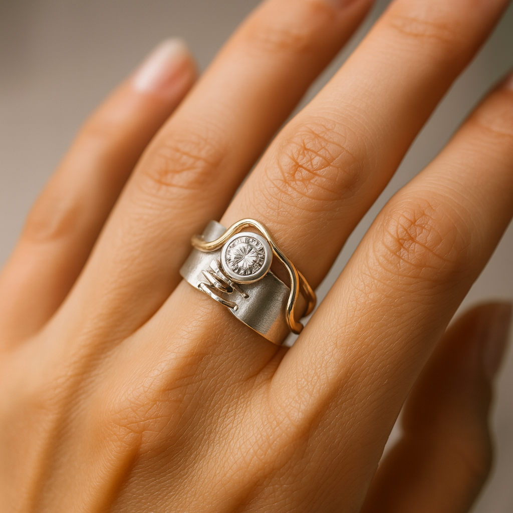 Laura - Vintage Ring i Mörk Silver med Zirkon