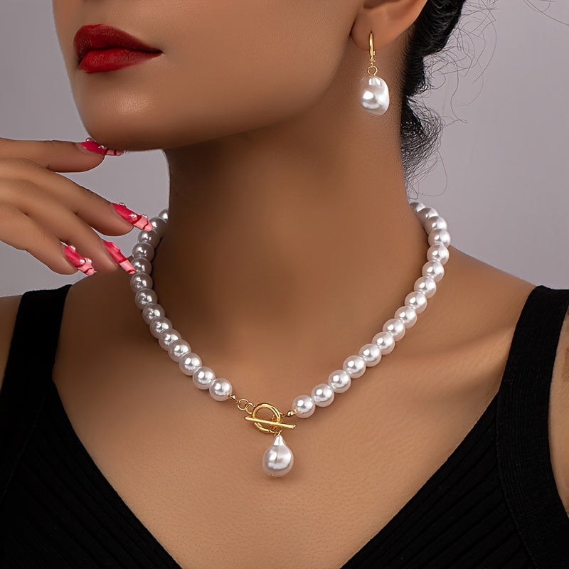 Vintage Barockpärlor Halsband och Örhängen Set