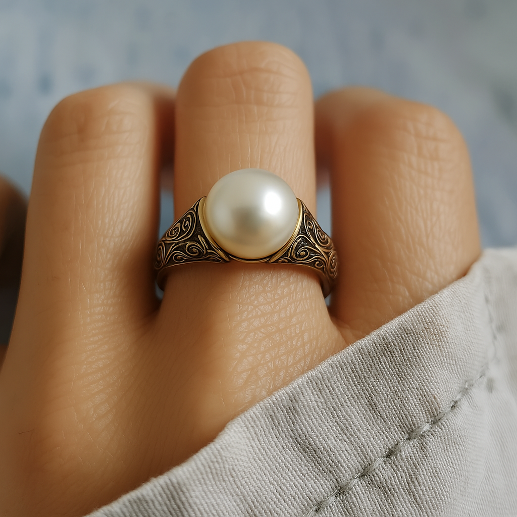 Theresia - Guld vintage ring med pärla