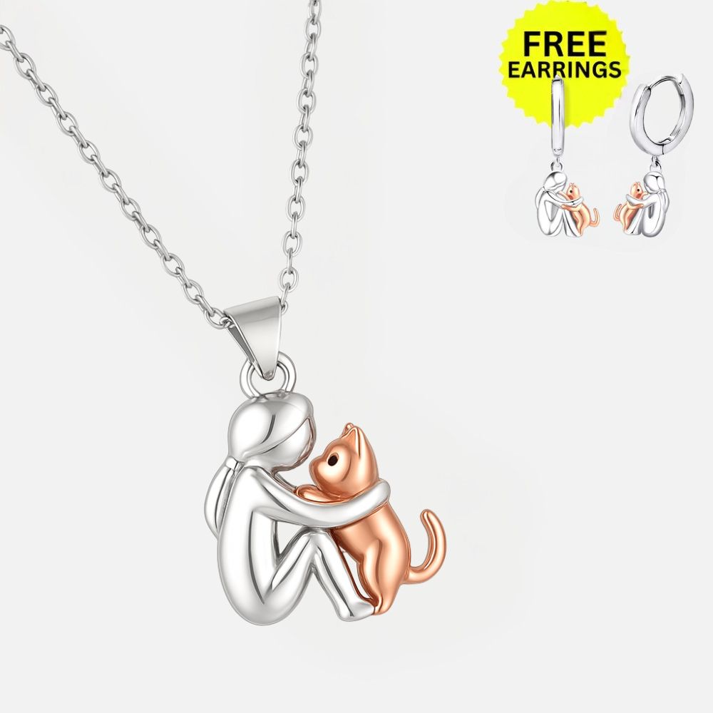 Katt Kram Hängande Halsband med Extra Örhängen