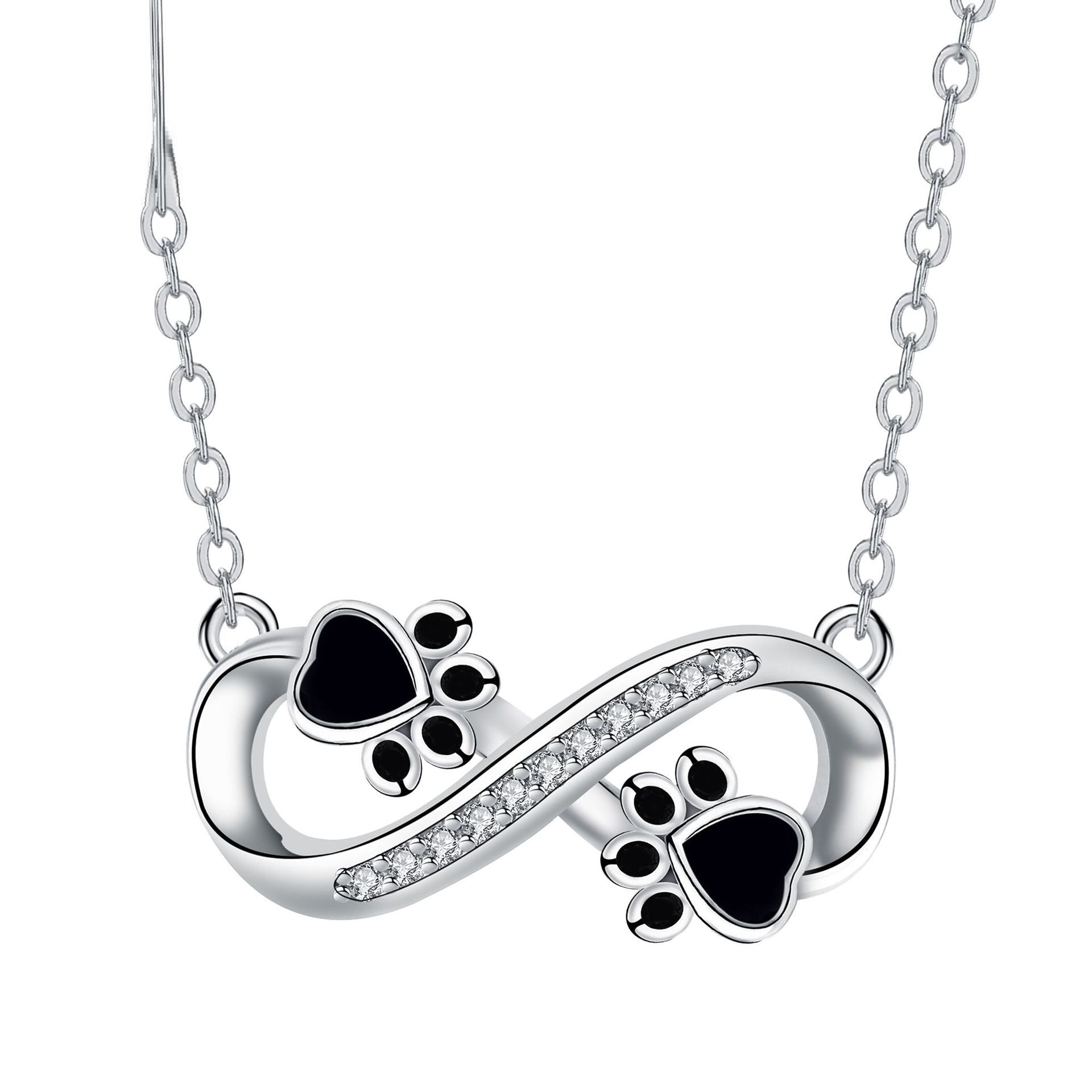Infinity Pawsavtryck Halsband med Zirkonia Stenar