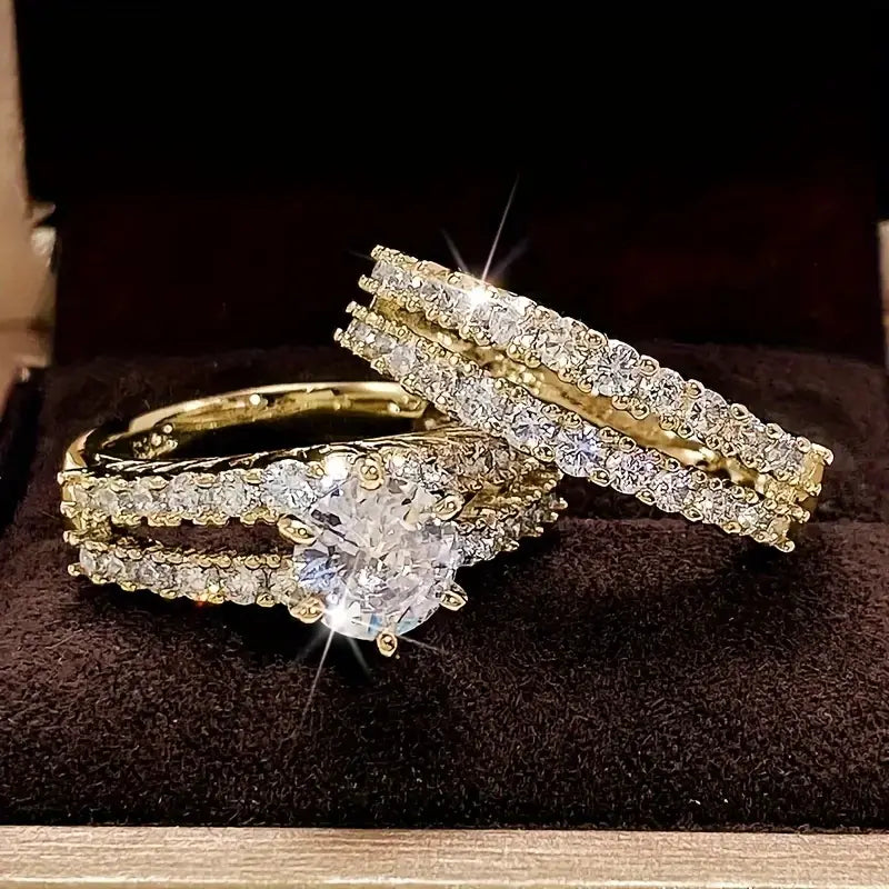 Chic Evig Strålande Gold Ring Set