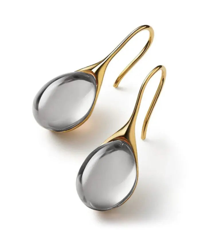 Kristina - Droppformade örhängen av kristall i guld och silver