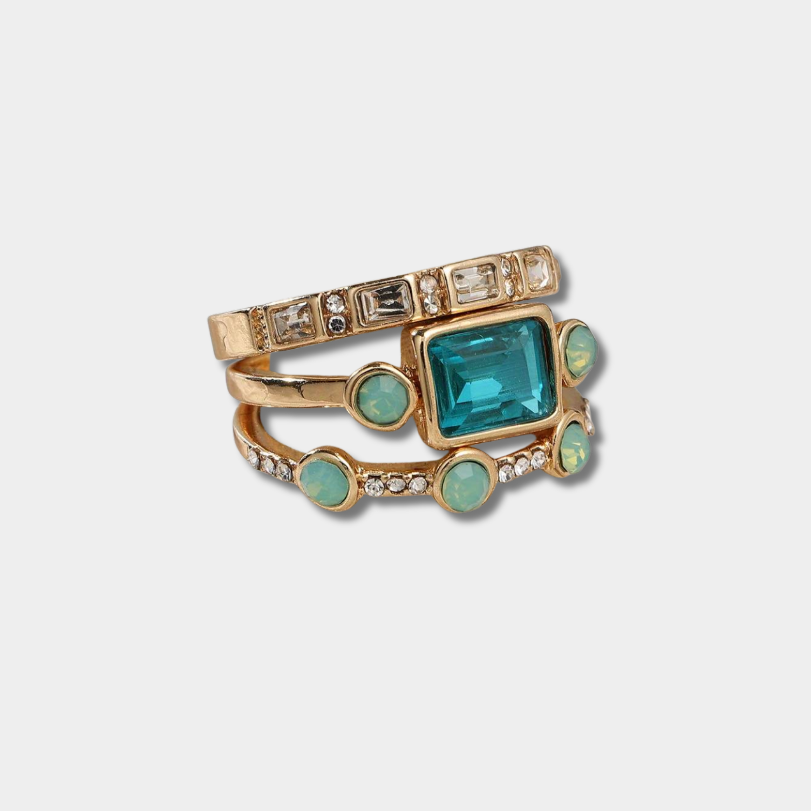 Herta - Set med Vintage Ringar av Blå Kristall