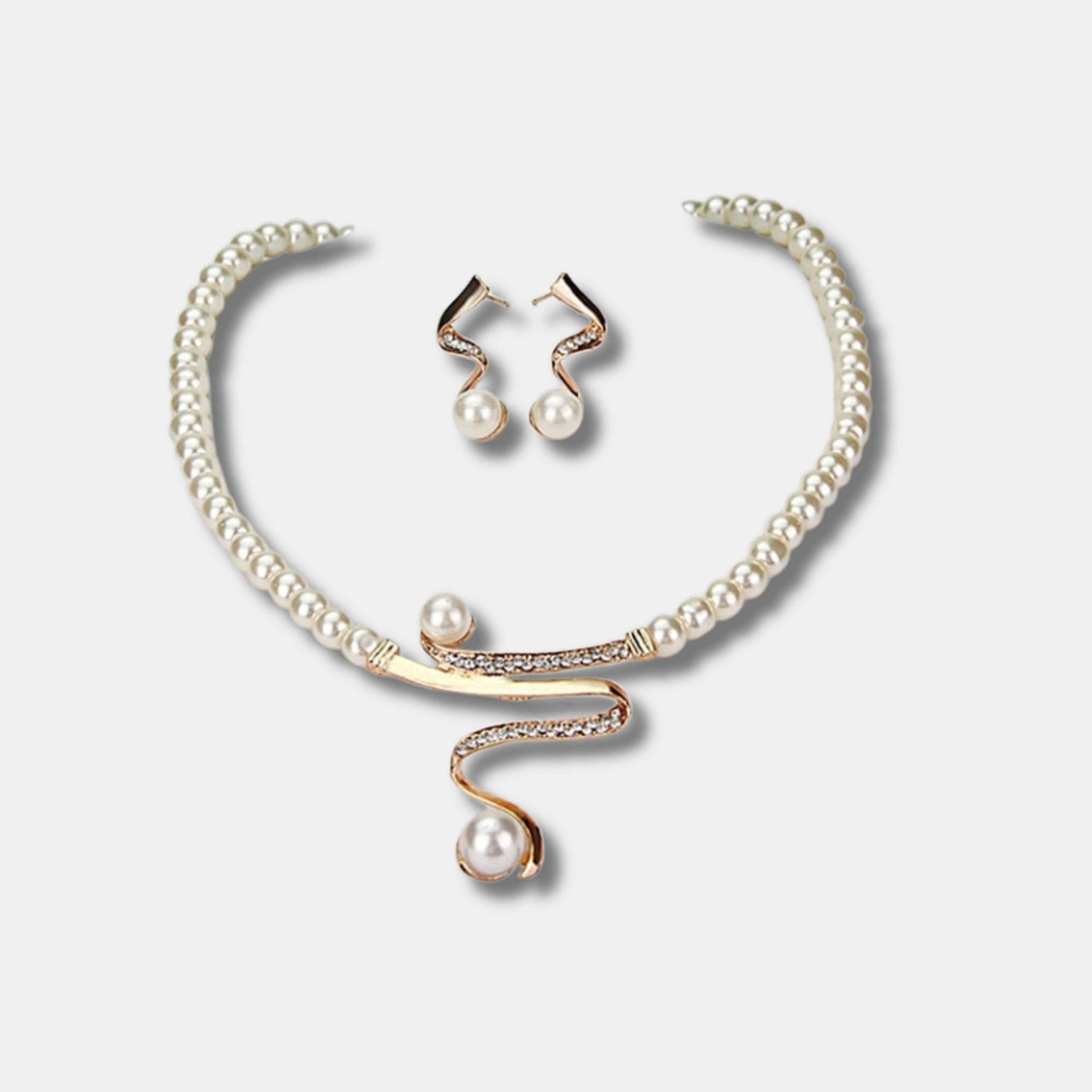 Fabién - Halsband med prästkragar + örhänge set