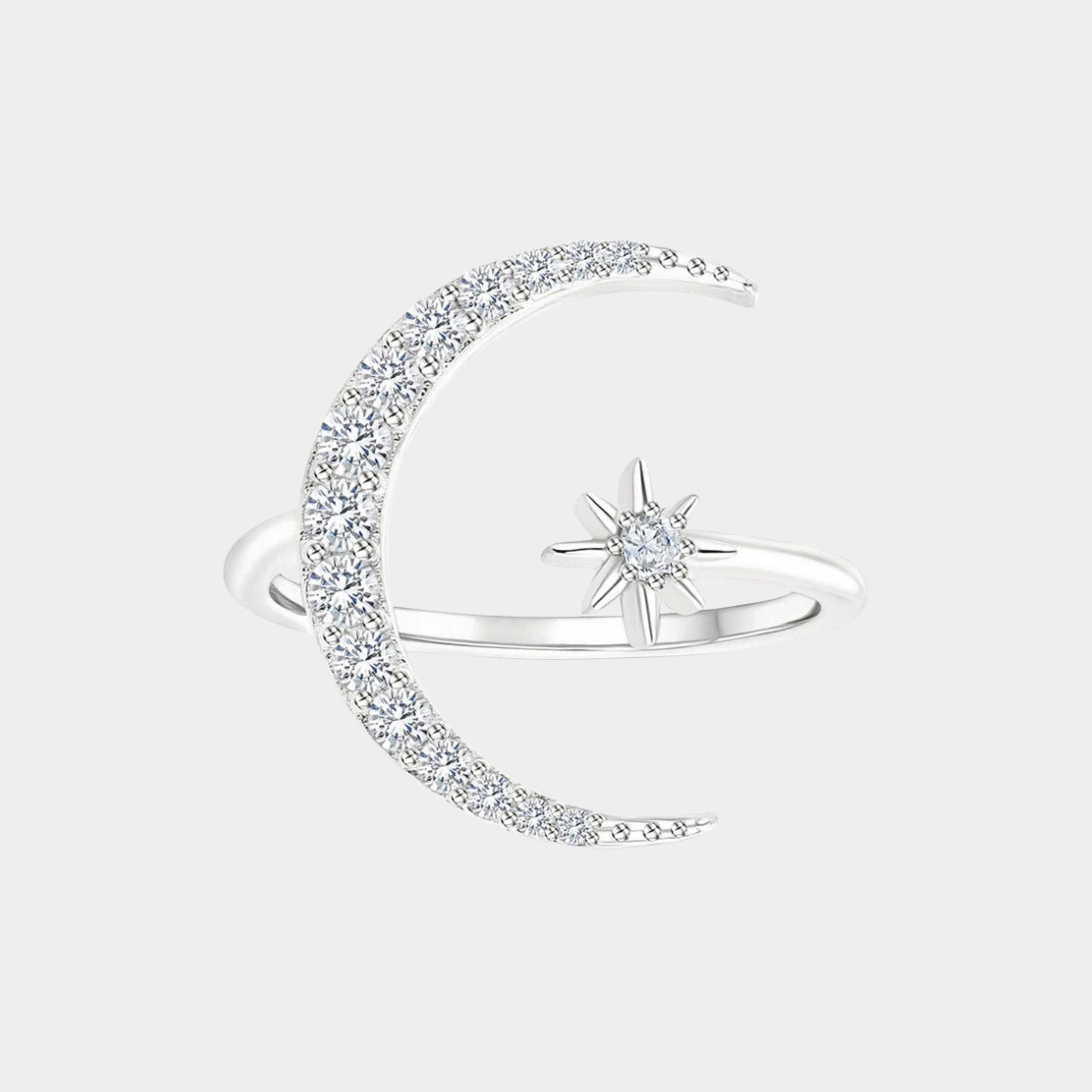Ring i silver med design av måne och stjärnor