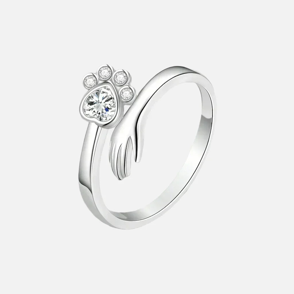 Justerbar Silverring – Design med Hand- och Tassavtryck