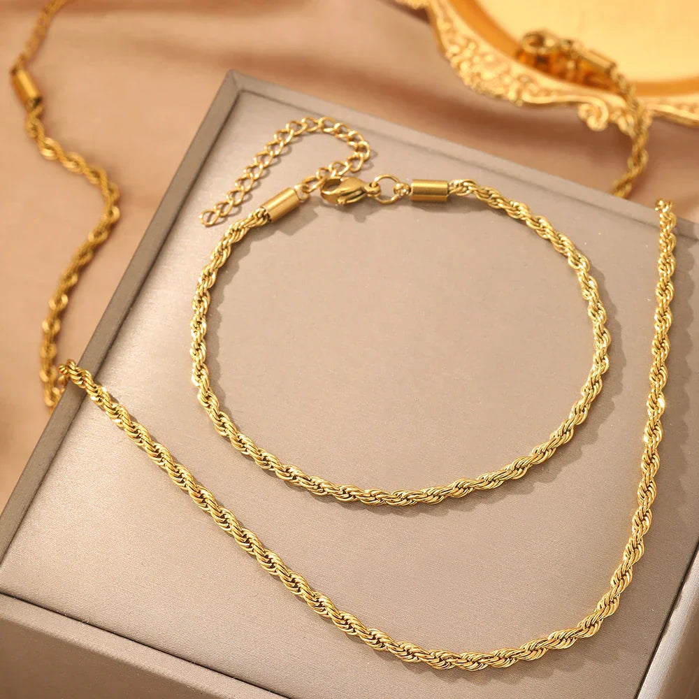 Retro vriden halsband och armband set