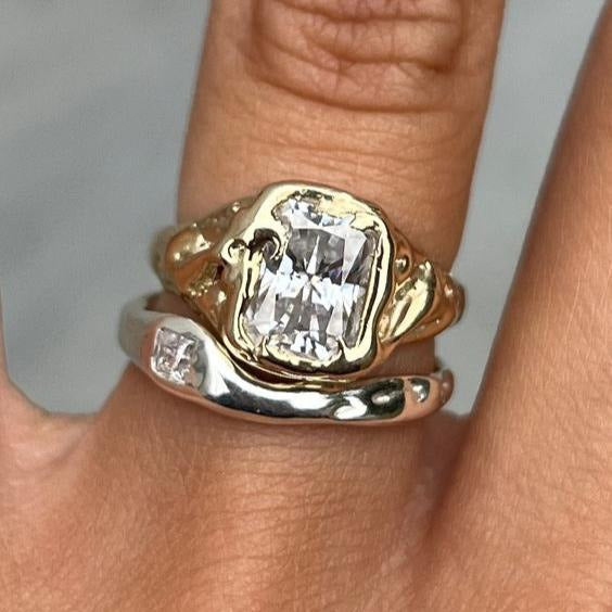 Ljust Lager Gold and Silver Ring Set