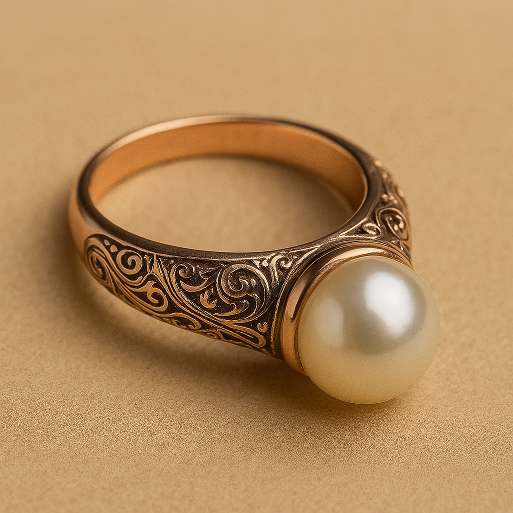 Theresia - Guld vintage ring med pärla