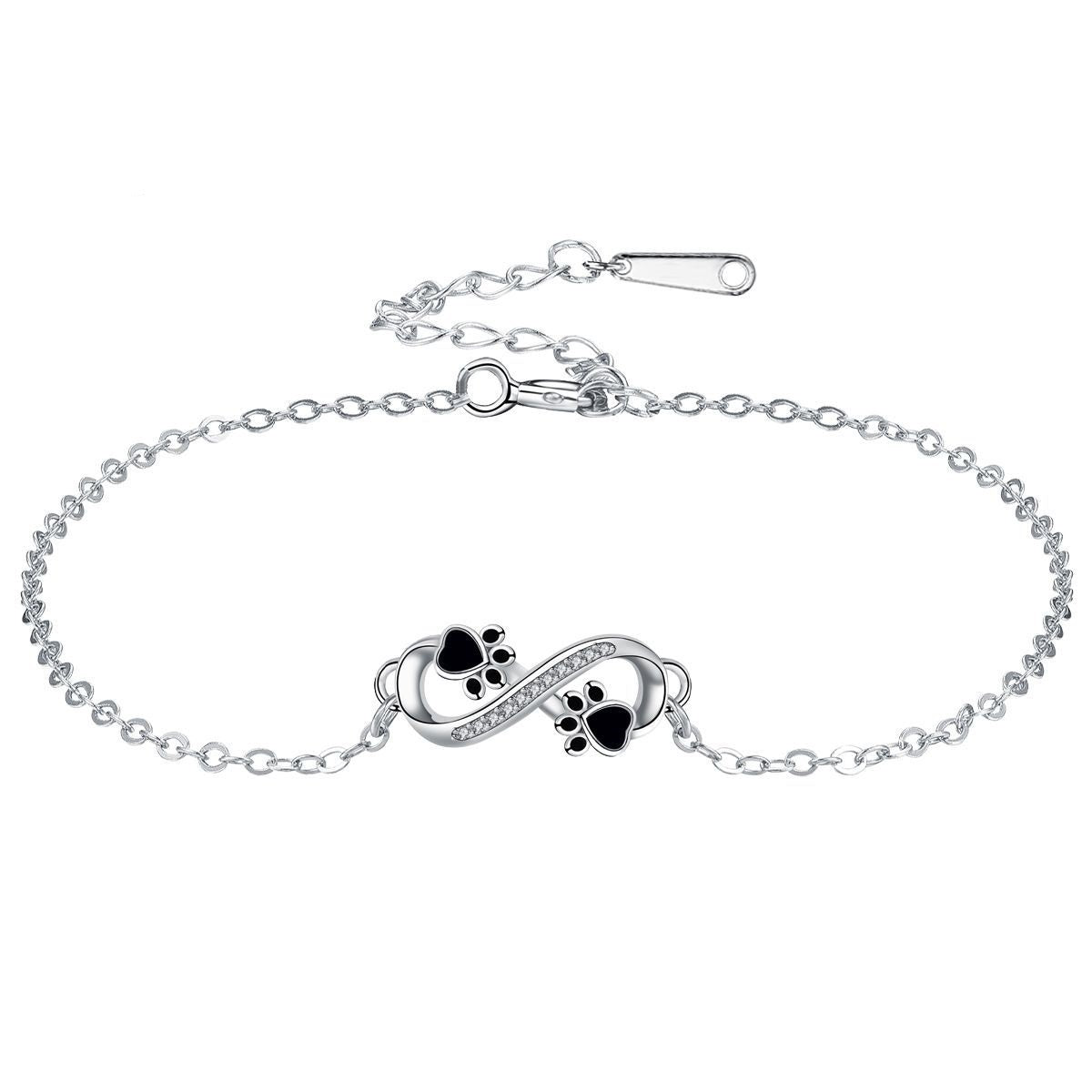 Evig Symbol Hänge Armband med Husdjurs Tass och Zirkonia