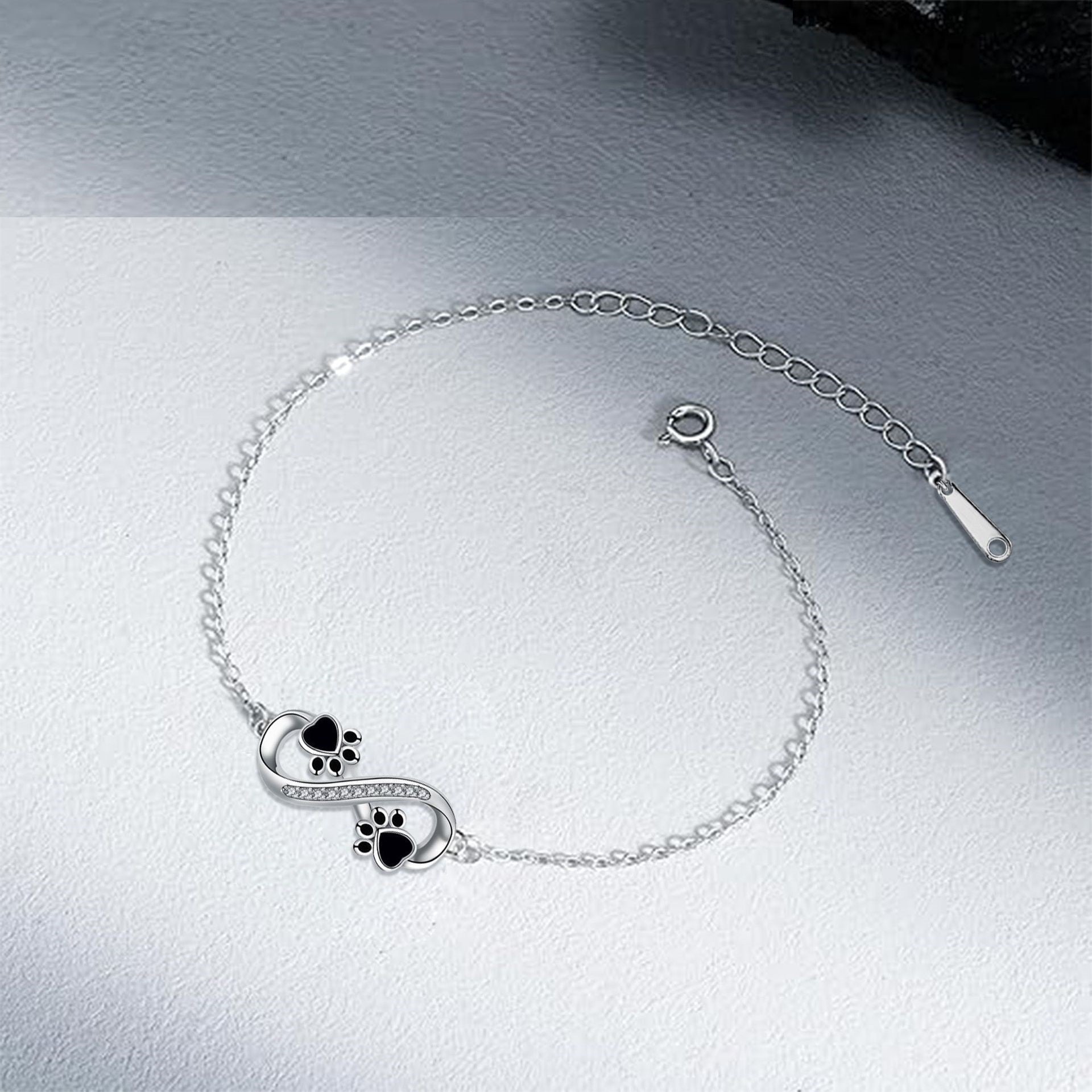 Evig Symbol Hänge Armband med Husdjurs Tass och Zirkonia