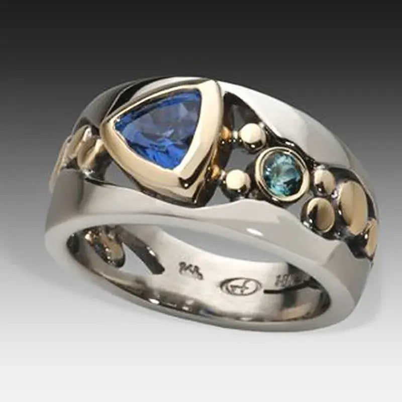 Leona - Vintage Ring med Blå Kristall