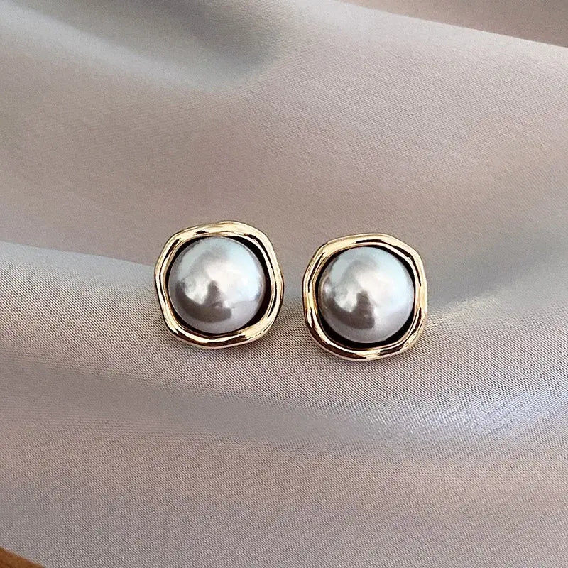 Eleganta Svarta Pärlörhängen