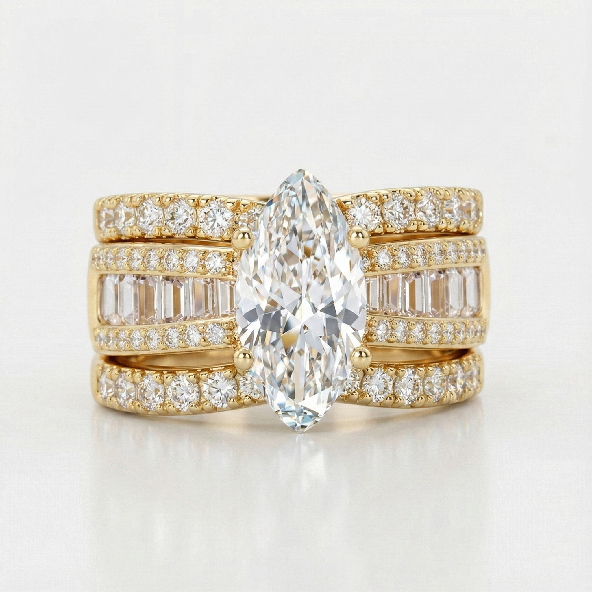 Verena – Ringset med kristall och gyllene detaljer.
