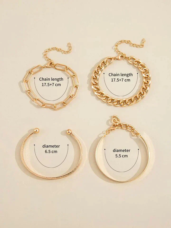 Elegant Armbandset i Vitt Guld